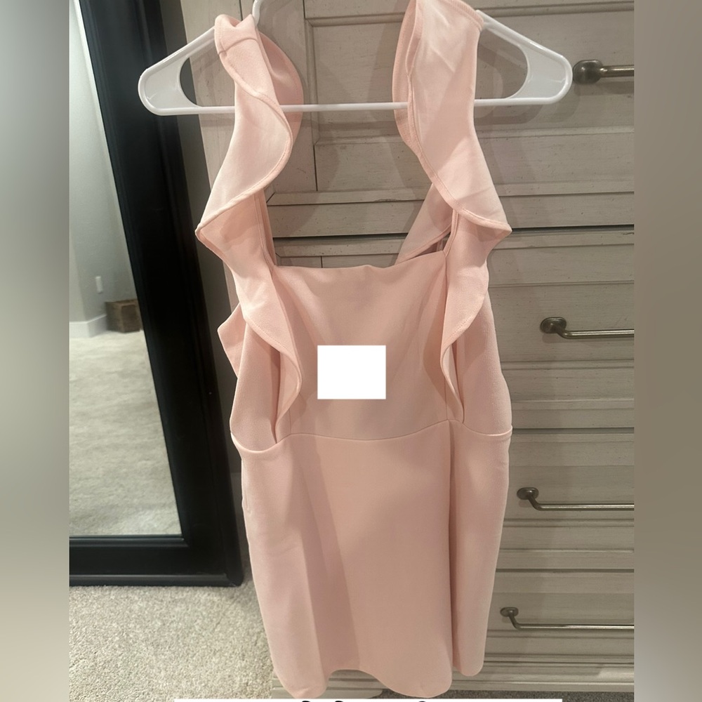 BCBG Blush Pink Ruffle Strap Mini Dress